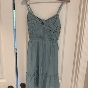 Shyanne Light Blue Crochet Mini Dress